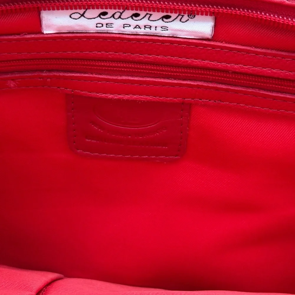 Chic Red Leather Lederer De Paris Tote Bag with free shipping! - Picture 6 of 7